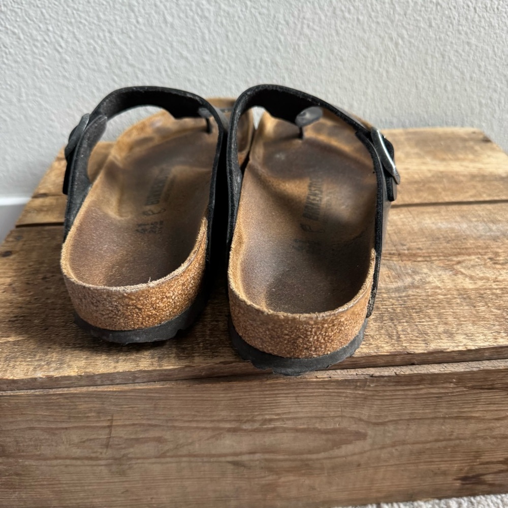 Birkenstock Gizeh Natural Leather Oiled Black Sandals size 41 - Picture 4 of 8